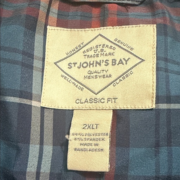 St. John's Bay Teal and Red Plaid Shirt - Picture 5 of 5